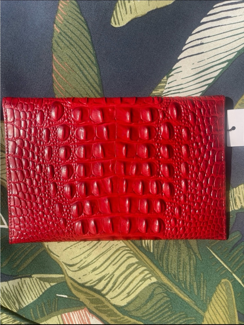 Brahmin Red Croc-Embossed Leather Envelope Clutch - Picture 3 of 5